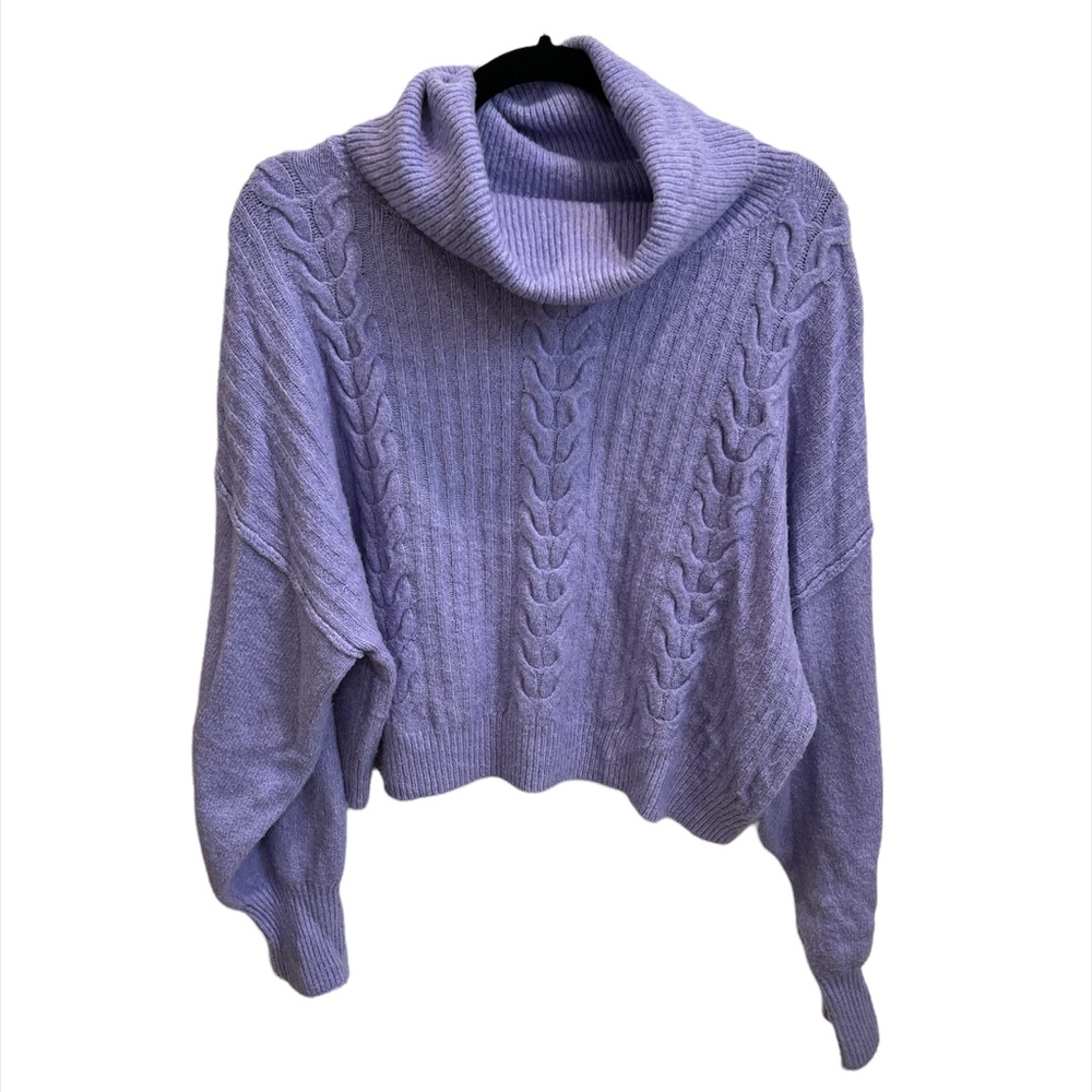 Wild Fable Purple Chunky Knit Cropped Turtleneck Sweater